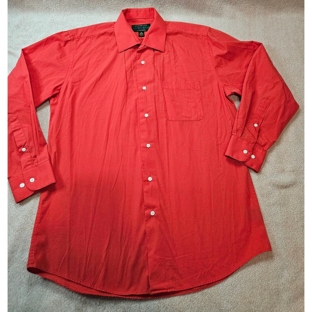Alexander Julian Colours Red Long Sleeve Button Down Dress Shirt Medium 15 32/33